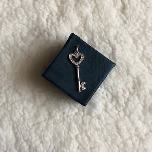 Sterling Silver Diamond Heart Key Lock Pendant